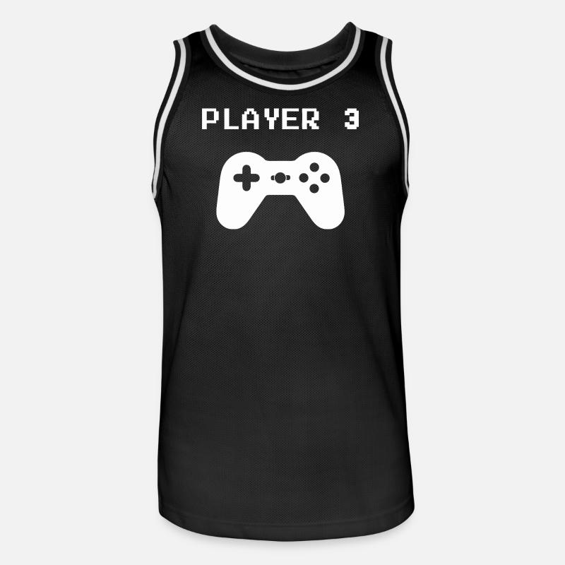 Retro Pixel Controller - Men's Basketball Jersey - black/white