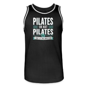 Pilates humor fitness quote sport - Men's Basketball Jersey - black/white - Front - AI Model Male 185 dark (185cm)