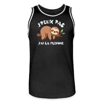J'peux pas j'ai la flemme -T-shirt humour français - Maillot de basket Homme - noir/blanc - Devant - AI Model Male 185 dark (185cm)