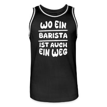 Geschenk für Barista - Männer Basketball-Trikot - Schwarz/Weiß - Vorne - AI Model Male 185 dark (185cm)