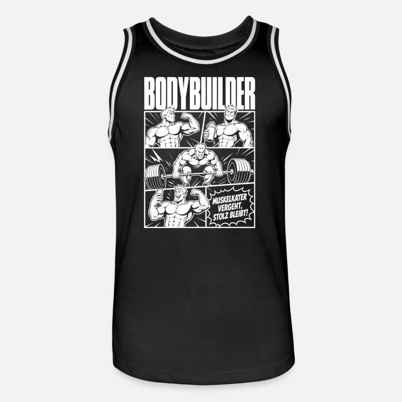 Bodybuilder Training Comic Stolz - Männer Basketball-Trikot - Schwarz/Weiß
