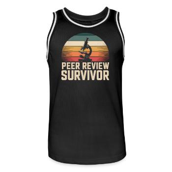 Peer Review Survived | Science Nerd - Men's Basketball Jersey - black/white - Front - AI Model Male 185 dark (185cm)