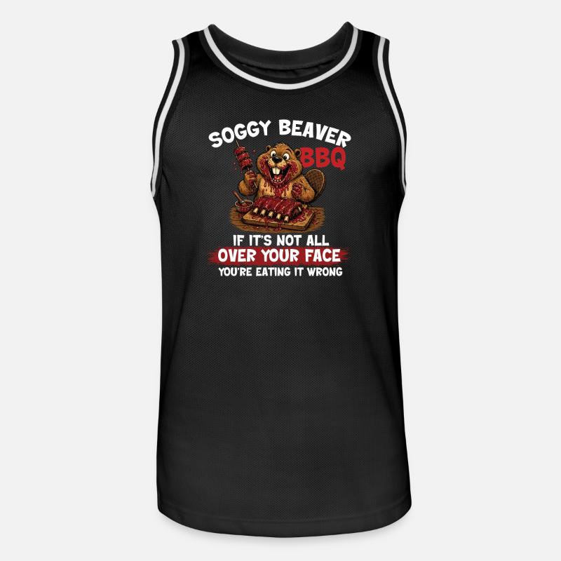 Weicher Biber-BBQ Lustiger Pitmaster - Männer Basketball-Trikot - Schwarz/Weiß