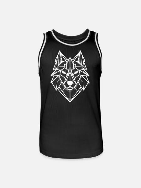 Geometric wolf logo - Men's Basketball Jersey - black/white