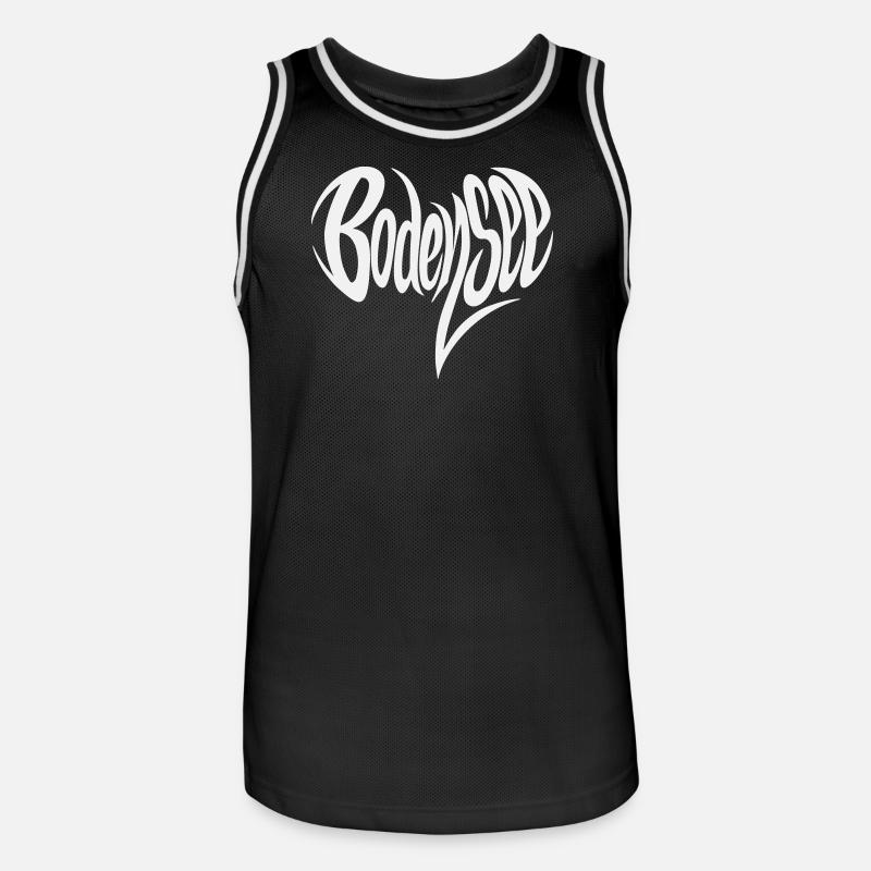 Bodensee Fließendes Lettering - Männer Basketball-Trikot - Schwarz/Weiß