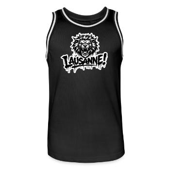 Lausanne Lion - Männer Basketball-Trikot - Schwarz/Weiß - Vorne - AI Model Male 185 dark (185cm)
