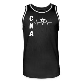 CNA Nurse – zertifizierte Pflegeassistentin im Gesundheitswesen - Männer Basketball-Trikot - Schwarz/Weiß - Vorne - AI Model Male 185 dark (185cm)