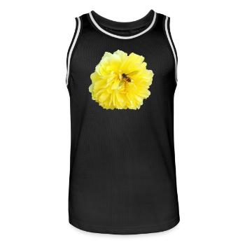 Yellow_Rose_-_Bee_Nature_Photography - Maillot de basket Homme - noir/blanc - Devant - AI Model Male 185 dark (185cm)