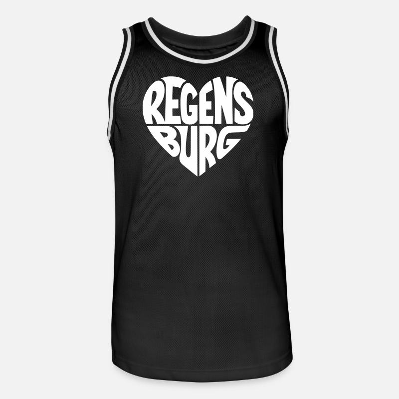 Regensburg Herzdesign - Männer Basketball-Trikot - Schwarz/Weiß