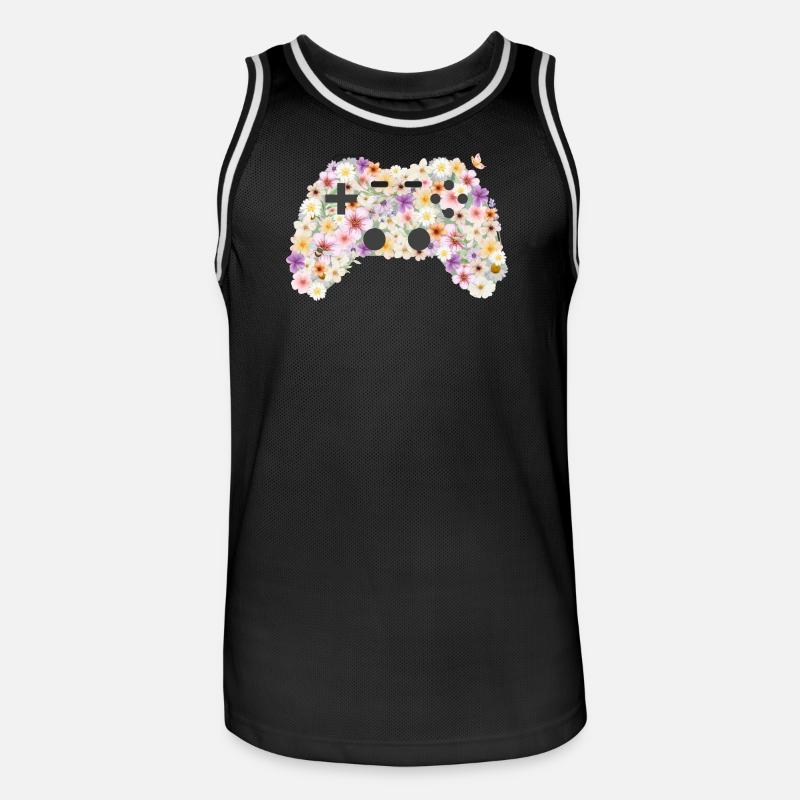 Floral Gamepad: Blütenkunst Controller - Männer Basketball-Trikot - Schwarz/Weiß