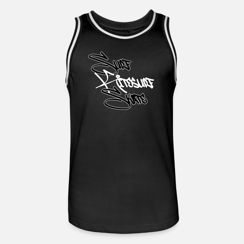 Graffiti Surf Script White - Men's Basketball Jersey - black/white