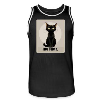NOT TODAY Sarcastic Black Cat Design - Männer Basketball-Trikot - Schwarz/Weiß - Vorne - AI Model Male 185 dark (185cm)