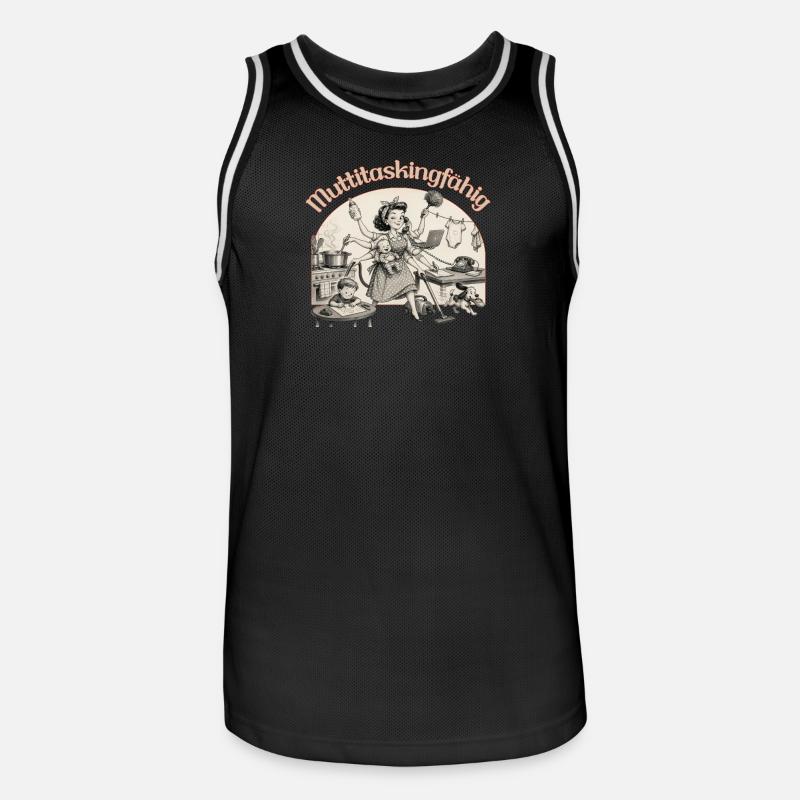 Multitasking? Nein. Muttitasking - Chaos? Läuft! - Männer Basketball-Trikot - Schwarz/Weiß