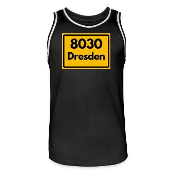 ALTE POSTLEITZAHL PLZ 8030 DRESDEN SACHSEN - Männer Basketball-Trikot - Schwarz/Weiß - Vorne - AI Model Male 185 dark (185cm)