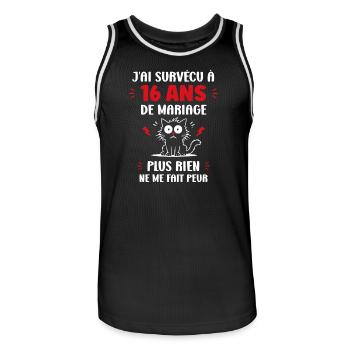 16 ans de mariage - Maillot de basket Homme - noir/blanc - Devant - AI Model Male 185 dark (185cm)