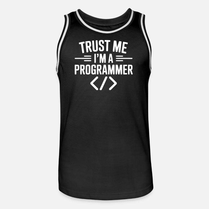 Vertrau mir, ich bin Programmiererin - Männer Basketball-Trikot - Schwarz/Weiß