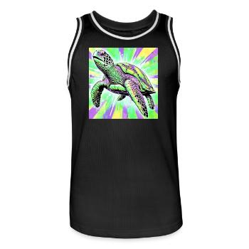 turtle - Men's Basketball Jersey - black/white - Front - AI Model Male 185 dark (185cm)