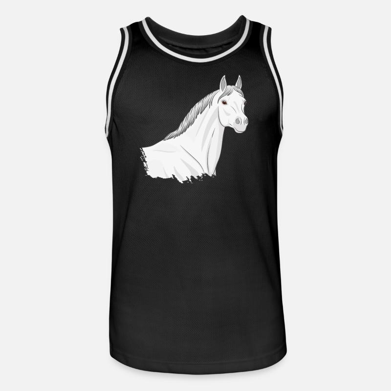 Der Kopf eines hellgrauen Abbayan-Pferdes - Männer Basketball-Trikot - Schwarz/Weiß