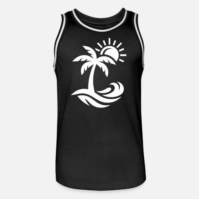 Océan Palm Tree Beach - Maillot de basket Homme - noir/blanc