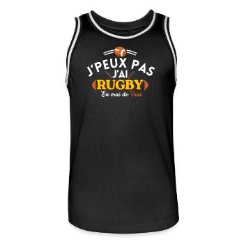 J'peux pas j'ai Rugby  - Maillot de basket Homme - noir/blanc - Devant - AI Model Male 185 dark (185cm)