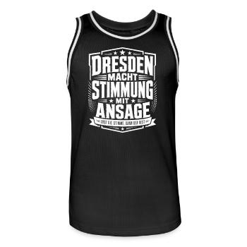 Dresden macht Stimmung mit Ansage - Männer Basketball-Trikot - Schwarz/Weiß - Vorne - AI Model Male 185 dark (185cm)