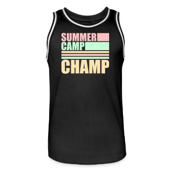 Summer Camp Champ Lustig Kinder Outdoor Abenteuer - Männer Basketball-Trikot - Schwarz/Weiß - Vorne - AI Model Male 185 dark (185cm)