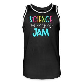 La science est mon truc – T-shirt coloré - Maillot de basket Homme - noir/blanc - Devant - AI Model Male 185 dark (185cm)