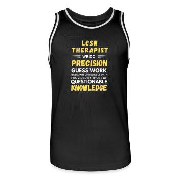 LCSW Therapist Precision Guess Work Funny Social - Men's Basketball Jersey - black/white - Front - AI Model Male 185 dark (185cm)