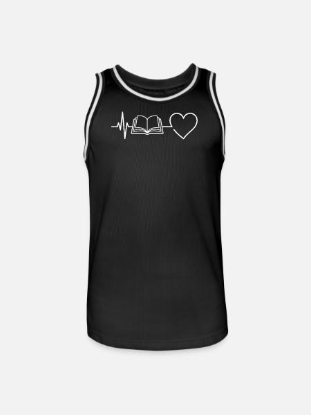 Heartbeat Book Reader - Book Heartbeat - Men's Basketball Jersey - black/white