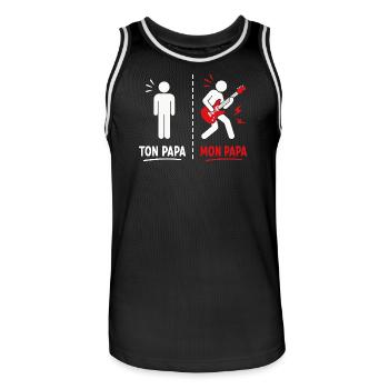 Ton Papa vs Mon Papa: Attitude Guitare - Maillot de basket Homme - noir/blanc - Devant - AI Model Male 185 dark (185cm)