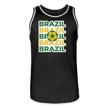 Brazilien - Männer Basketball-Trikot - Schwarz/Weiß - Vorne - AI Model Male 185 dark (185cm)