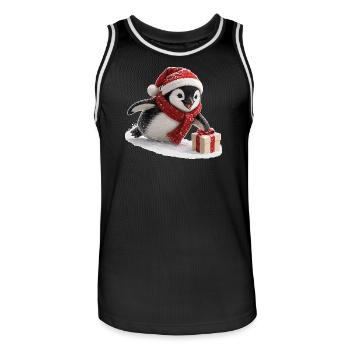 Pingouin de Noël - Maillot de basket Homme - noir/blanc - Devant - AI Model Male 185 dark (185cm)