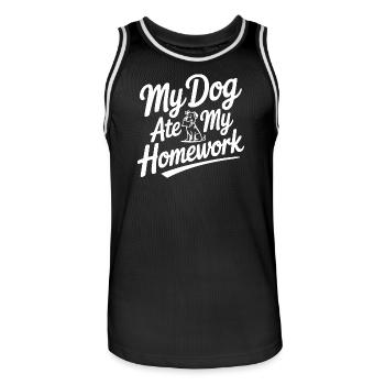 Mein Hund hat meine Hausaufgaben gefressen - Männer Basketball-Trikot - Schwarz/Weiß - Vorne - AI Model Male 185 dark (185cm)