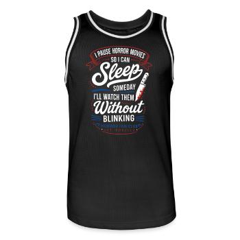 Intermission Horror Movies Sleep Funny Quote - Men's Basketball Jersey - black/white - Front - AI Model Male 185 dark (185cm)