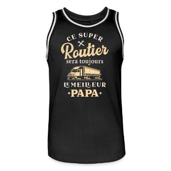 Papa Routier, Fete Des Peres - Maillot de basket Homme - noir/blanc - Devant - AI Model Male 185 dark (185cm)