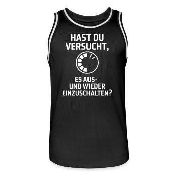 Hast du versucht, es auszuschalten? - Männer Basketball-Trikot - Schwarz/Weiß - Vorne - AI Model Male 185 dark (185cm)