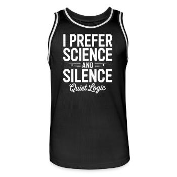 I Prefer Science and Silence - Men's Basketball Jersey - black/white - Front - AI Model Male 185 dark (185cm)
