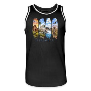 Voyage de vacances au Paraguay – Motif culturel sud-américain - Maillot de basket Homme - noir/blanc - Devant - AI Model Male 185 dark (185cm)
