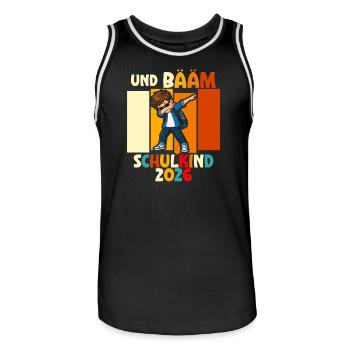 Schulanfang 2026 Einschulung Junge Mädchen Kita - Männer Basketball-Trikot - Schwarz/Weiß - Vorne - AI Model Male 185 dark (185cm)