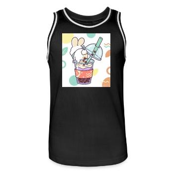 Bubble Tea Boba Drôle de Lapin mignon - Maillot de basket Homme - noir/blanc - Devant - AI Model Male 185 dark (185cm)