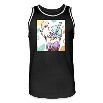 Bubble Tea Boba Drôle de Lapin mignon - Maillot de basket Homme - noir/blanc - Devant - AI Model Male 185 dark (185cm)