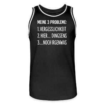 Meine 3 Probleme Vergesslichkeit Lustiger Spruch - Männer Basketball-Trikot - Schwarz/Weiß - Vorne - AI Model Male 185 dark (185cm)