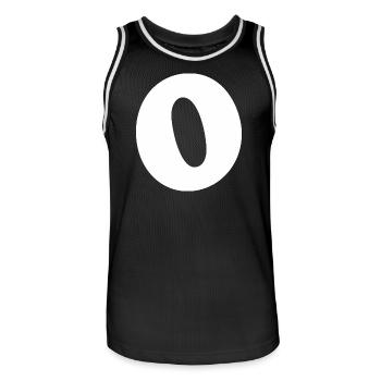 Large O Style Print | Letter O | O Logo - Men's Basketball Jersey - black/white - Front - AI Model Male 185 dark (185cm)
