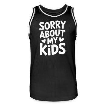 Désolé pour les parents drôles de mes enfants, maman, papa. - Maillot de basket Homme - noir/blanc - Devant - AI Model Male 185 dark (185cm)