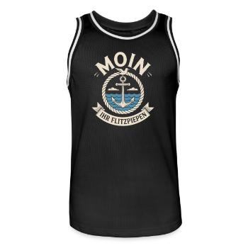 Moin Ihr Flitzpiepen Norddeutsch Hamburg Büro Moin - Männer Basketball-Trikot - Schwarz/Weiß - Vorne - AI Model Male 185 dark (185cm)