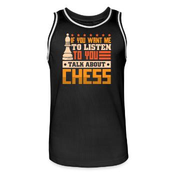 Chess Chess Player Chessboard - Men's Basketball Jersey - black/white - Front - AI Model Male 185 dark (185cm)