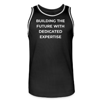 Kiwi Expert Dedicated Expertise - Men's Basketball Jersey - black/white - Front - AI Model Male 185 dark (185cm)