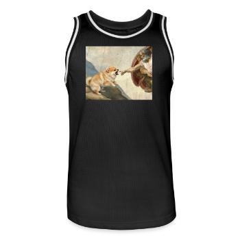 Hund Gottes Hand Zwergspitz Hunde meme - Männer Basketball-Trikot - Schwarz/Weiß - Vorne - AI Model Male 185 dark (185cm)