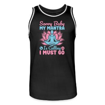 Yoga Mantra Is Calling I Must Go Funny Yoga - Men's Basketball Jersey - black/white - Front - AI Model Male 185 dark (185cm)