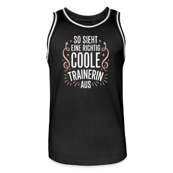 So sieht eine coole Trainerin aus - Männer Basketball-Trikot - Schwarz/Weiß - Vorne - AI Model Male 185 dark (185cm)